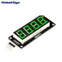 4-Digit LED Display Tube, 7-segments, TM1637, 50x19mm (Green (decimal point))