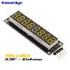 8-Digit LED Display Tube, 7-segments, decimal points, 61x14mm,74HC595 (Yellow)