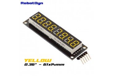 8-Digit LED Display Tube, 7-segments, decimal points, 61x14mm,74HC595 (Yellow)